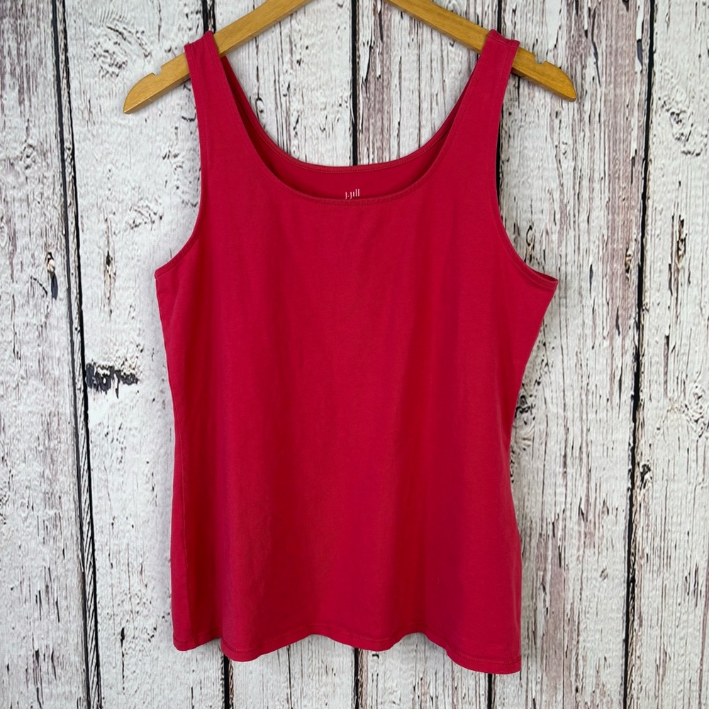 J. Jill Perfect Tank‎ Size Large Red Sleeveless Scoop Neck Pullover Cotton Blend